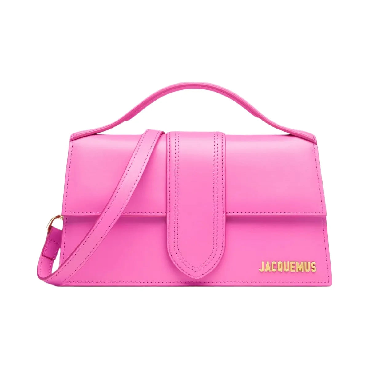 Jacquemus The Large Bambino Smooth Leather Structured Bag Neon Pink