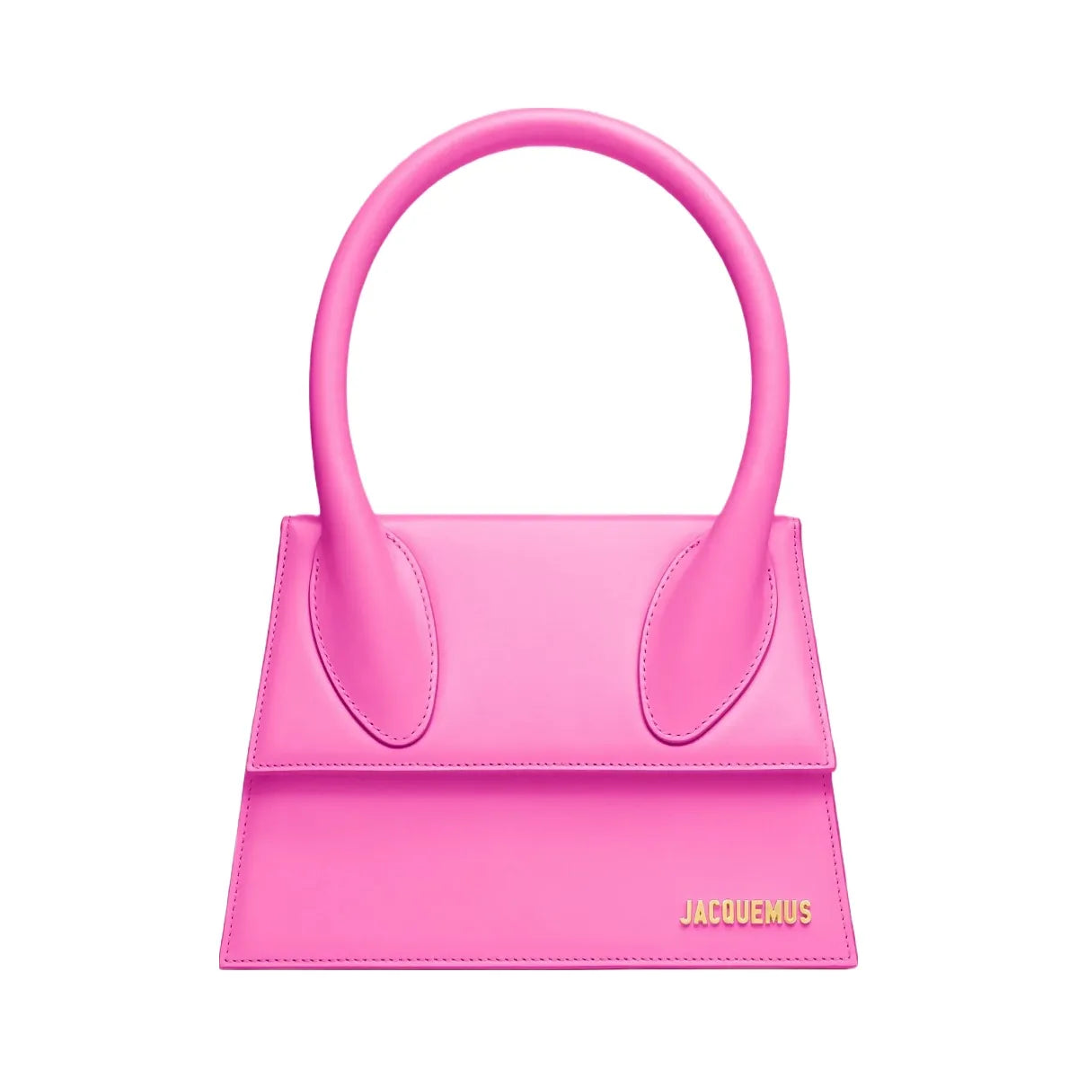 Jacquemus The Large Chiquito Smooth Leather Structured Bag Neon Pink