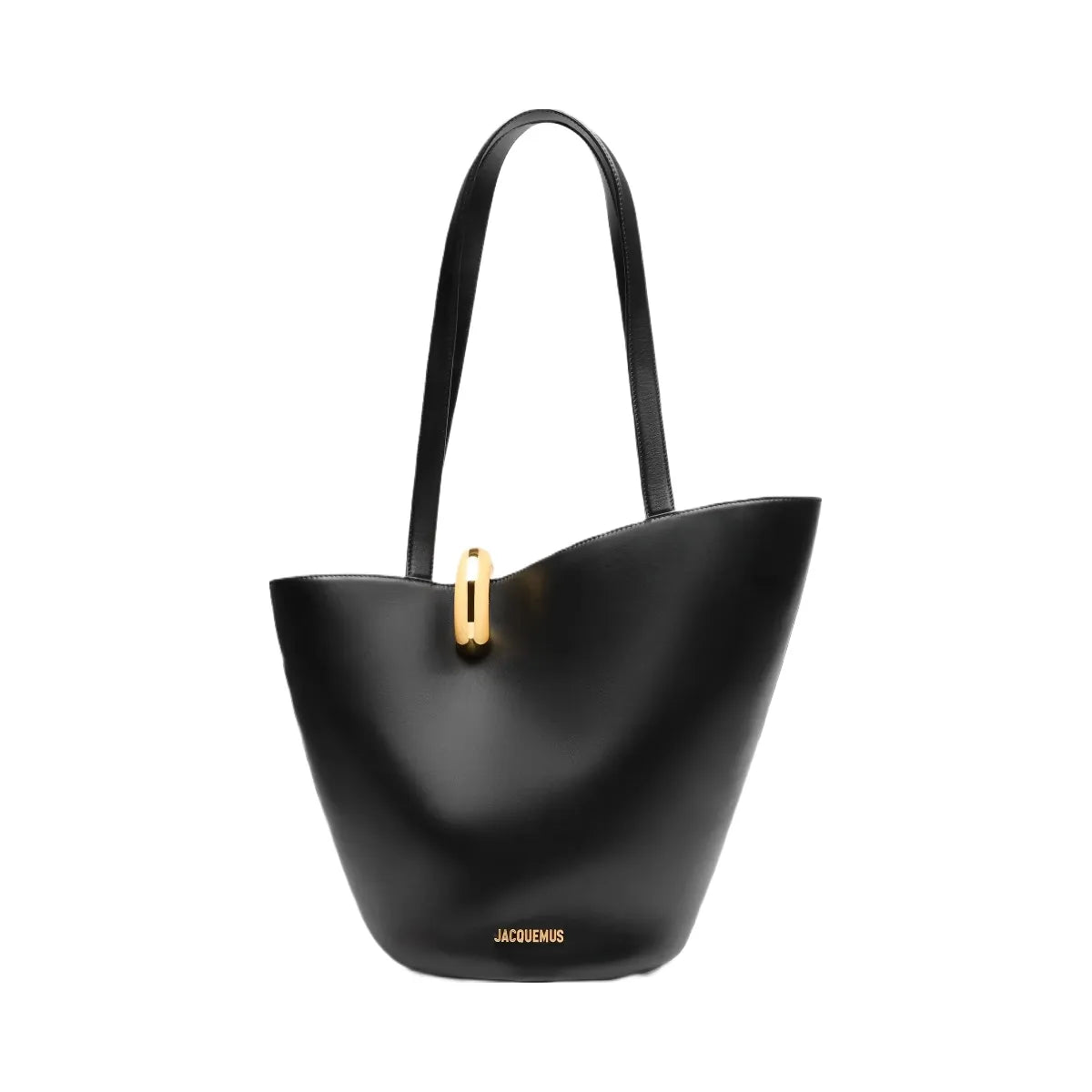 Jacquemus The Medium Bambola Medium Asymmetric Bucket Bag Black