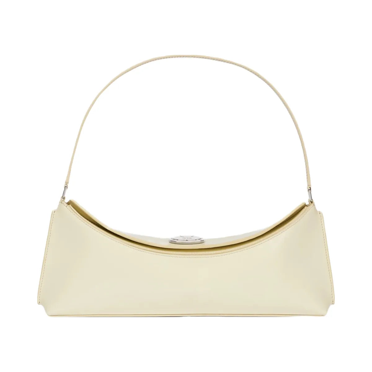 Jacquemus The Ovalo Clutch Shoulder Bag In Glazed Leather Dusty Yellow