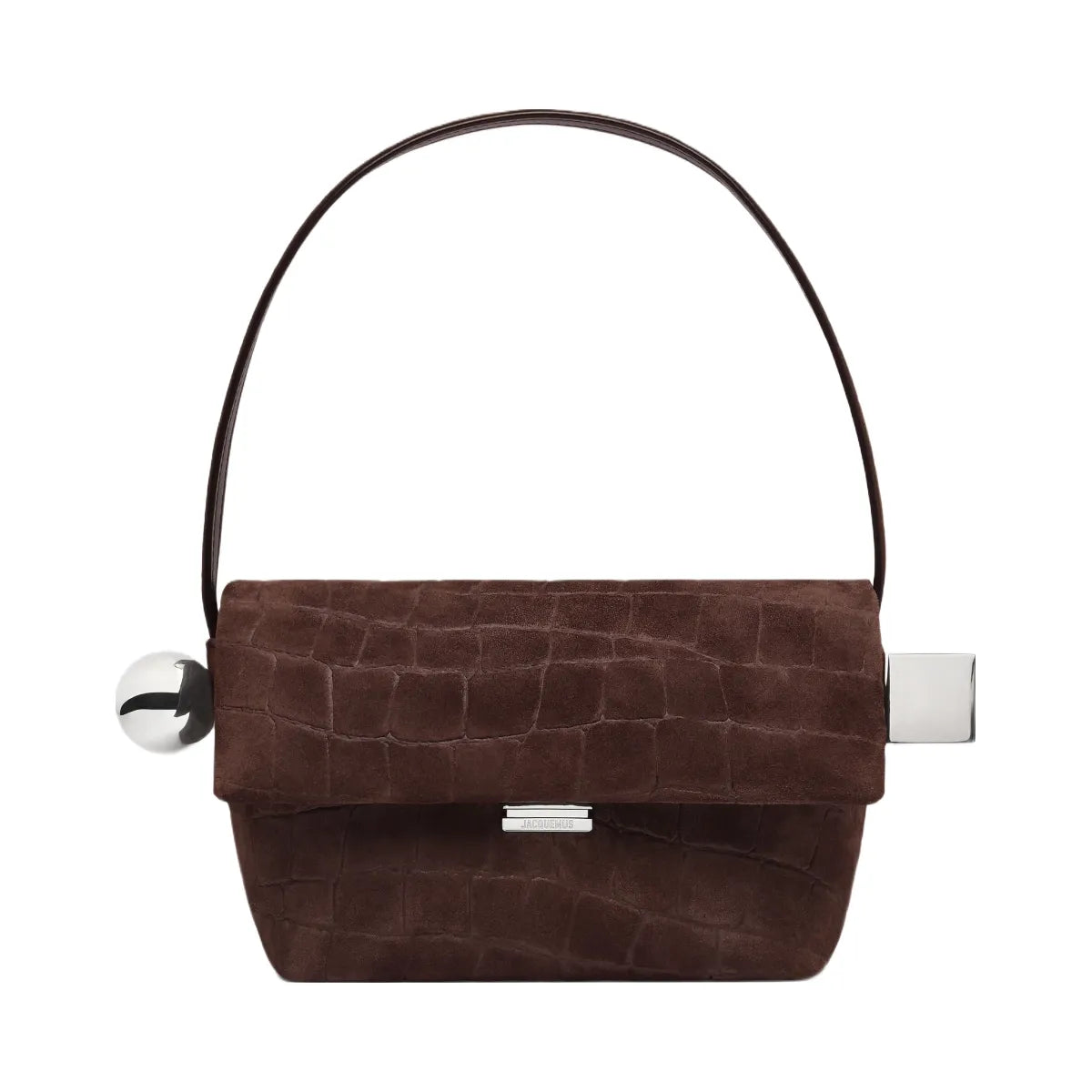 Jacquemus The Rond CarreShoulder Bag With Flap Dark Brown