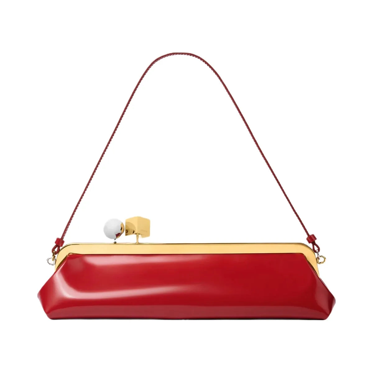 Jacquemus The Salon Clutch Long Clutch Bag In Glazed Leather Red