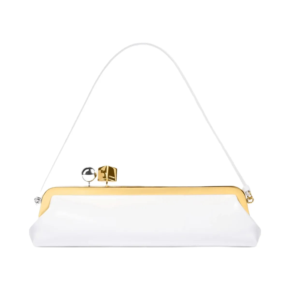 Jacquemus The Salon Clutch Long Clutch Bag In Glazed Leather White