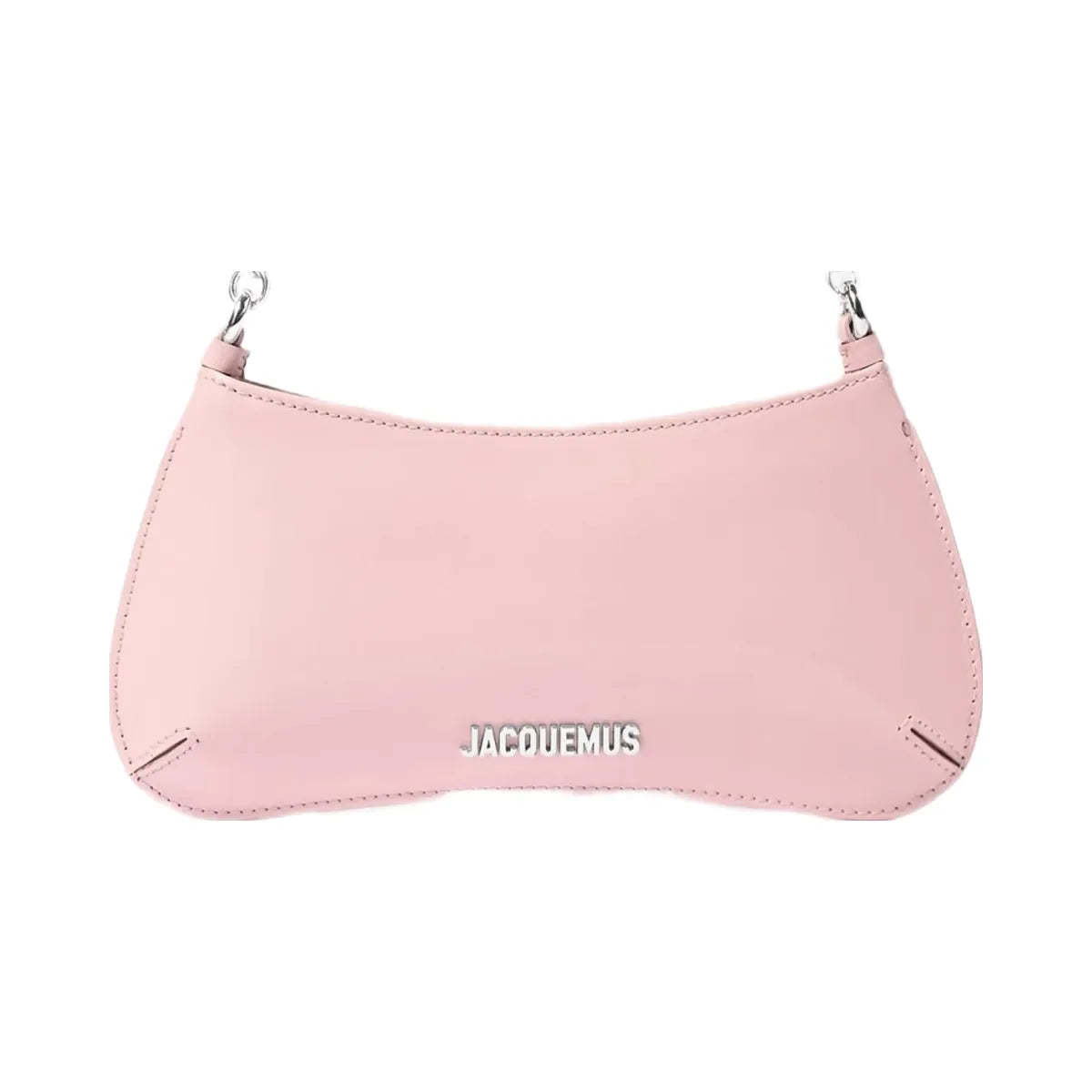Jacquemus The Small Bisou Chaine Small Structured Bag In Glazed Leather Pale Pink