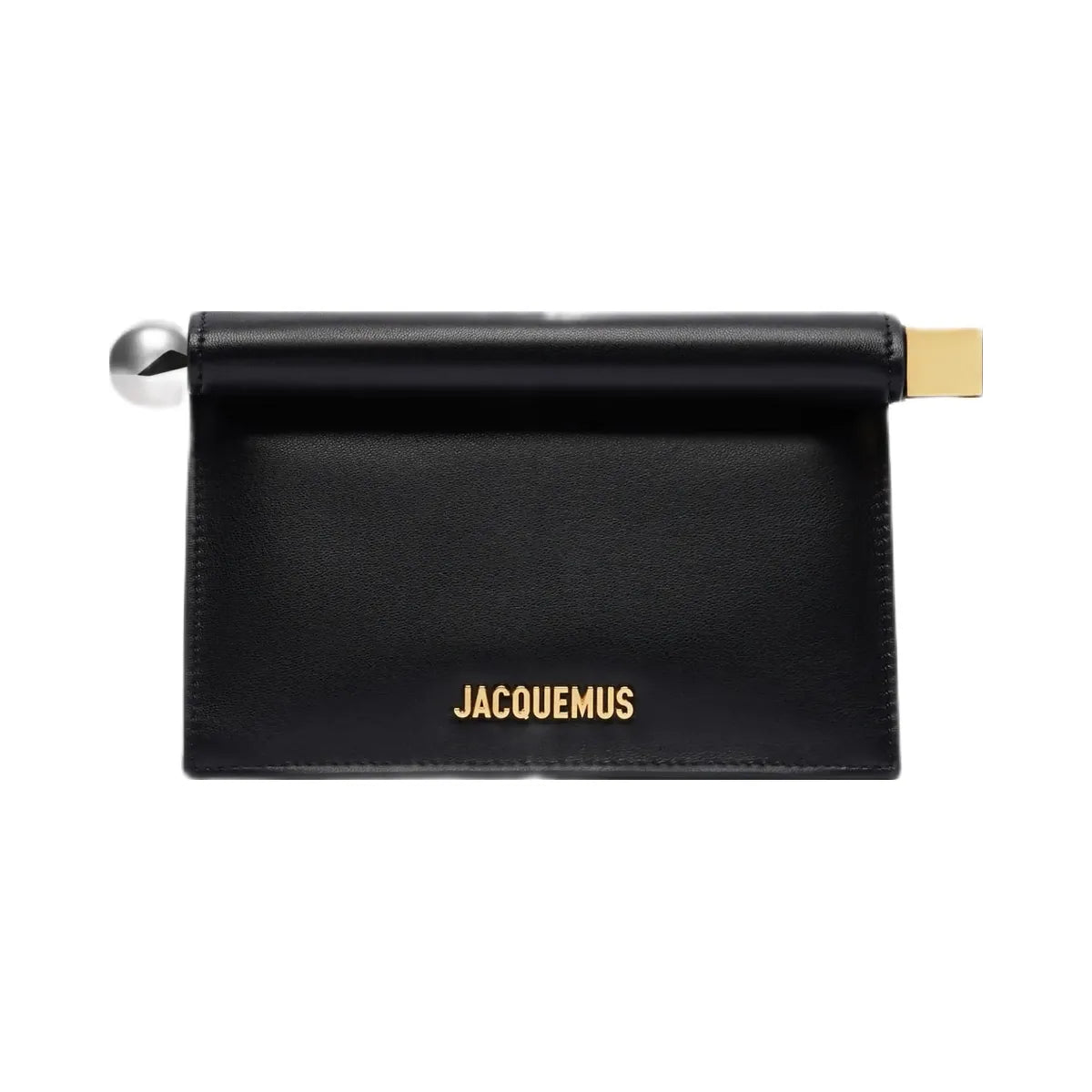 Jacquemus The Small Rond CarreClutch Nappa Leather Folded Clutch Black