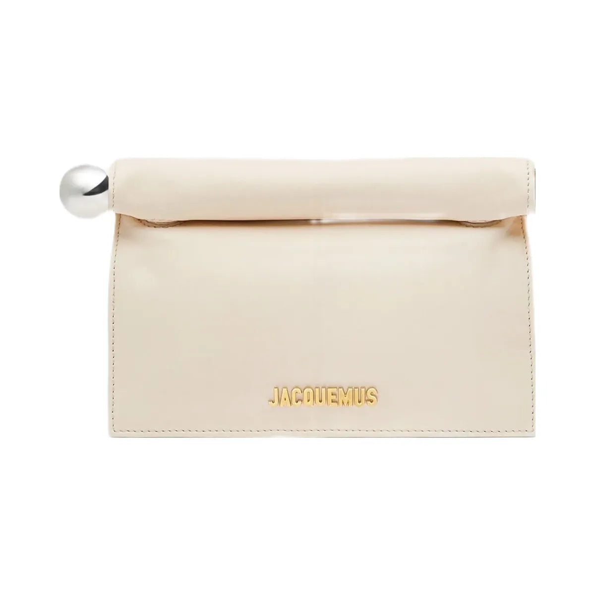 Jacquemus The Small Rond CarreClutch Nappa Leather Folded Clutch Light Ivory