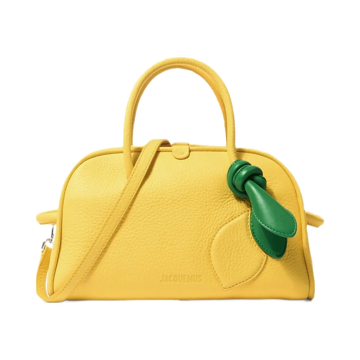Jacquemus The Small Turismo Bowling Bag In Green Lambskin And Lemon-Shaped Leather Patchwork Yellow/Yellow Lemon