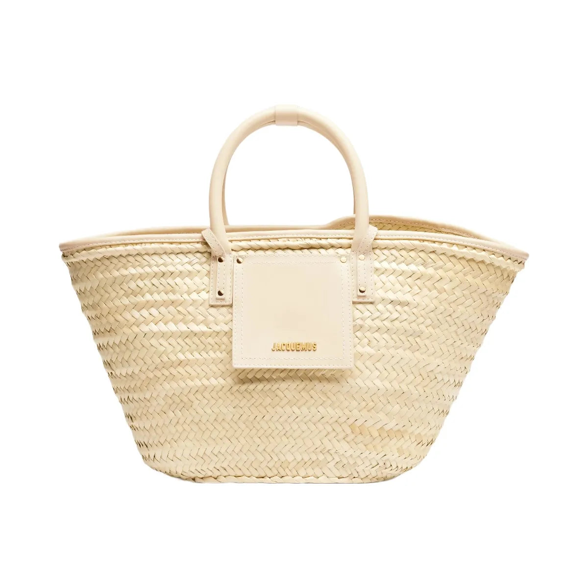 Jacquemus The Soli Basket Handwoven Basket Bag With Smooth Leather Details Ivory