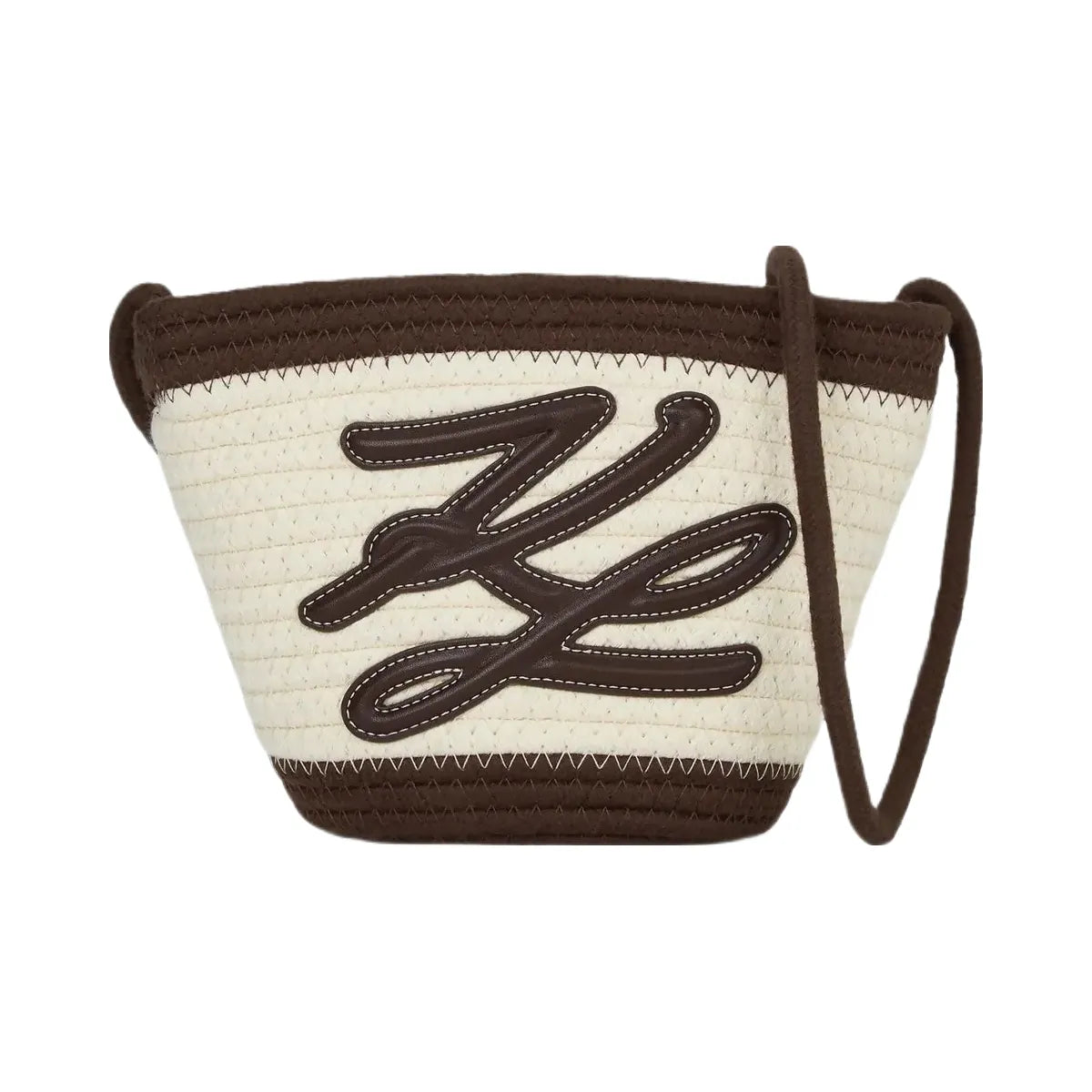 Karl Lagerfeld Autograph Rope Small Beach Bag Black Coffee