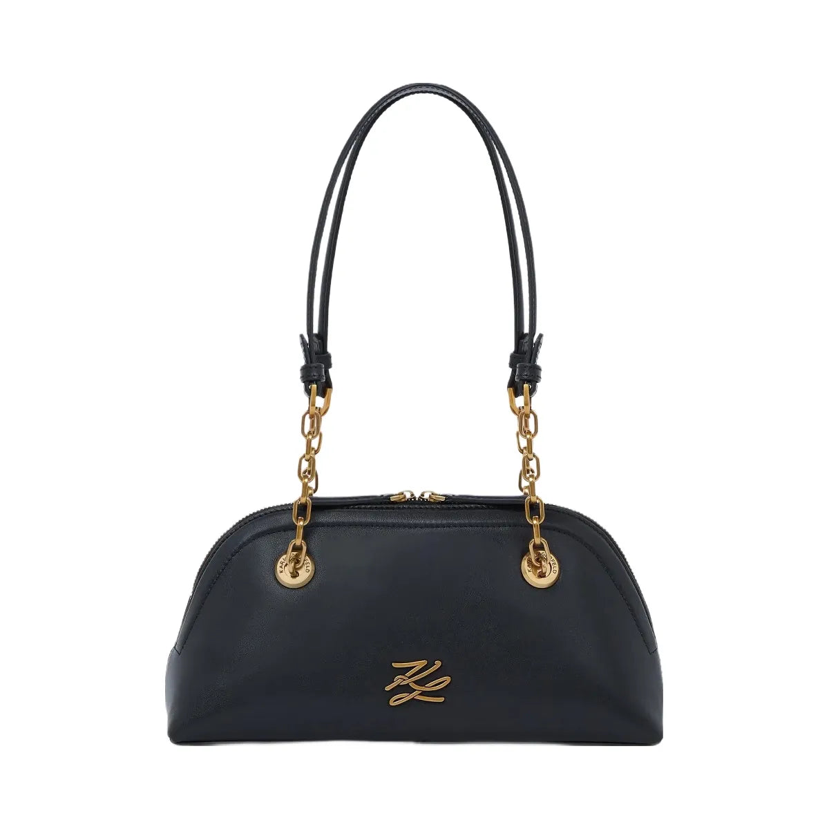 Karl Lagerfeld Autograph Small Bowling Bag Black Gold