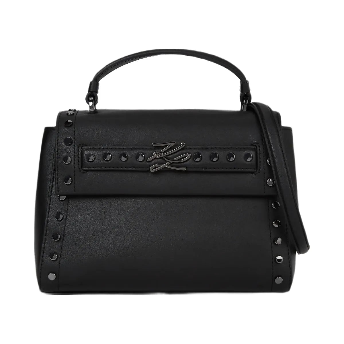 Karl Lagerfeld Autograph Studded Top Handle Bag Black Embellishment