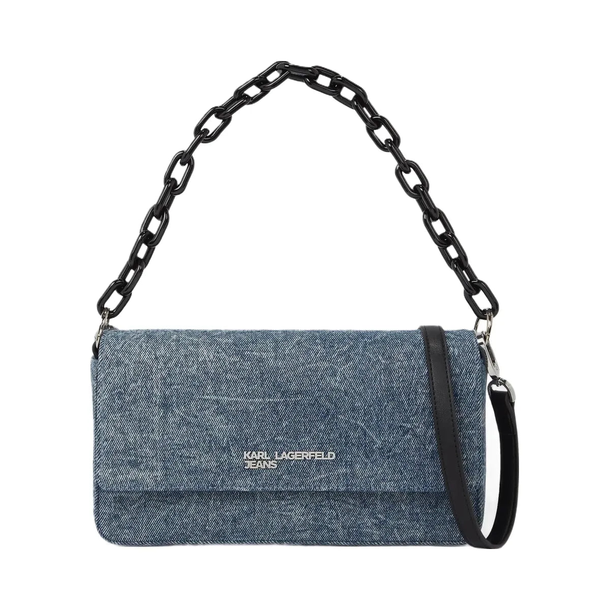 Karl Lagerfeld Denim Chain Top Handle Bag Washed Medium Blue