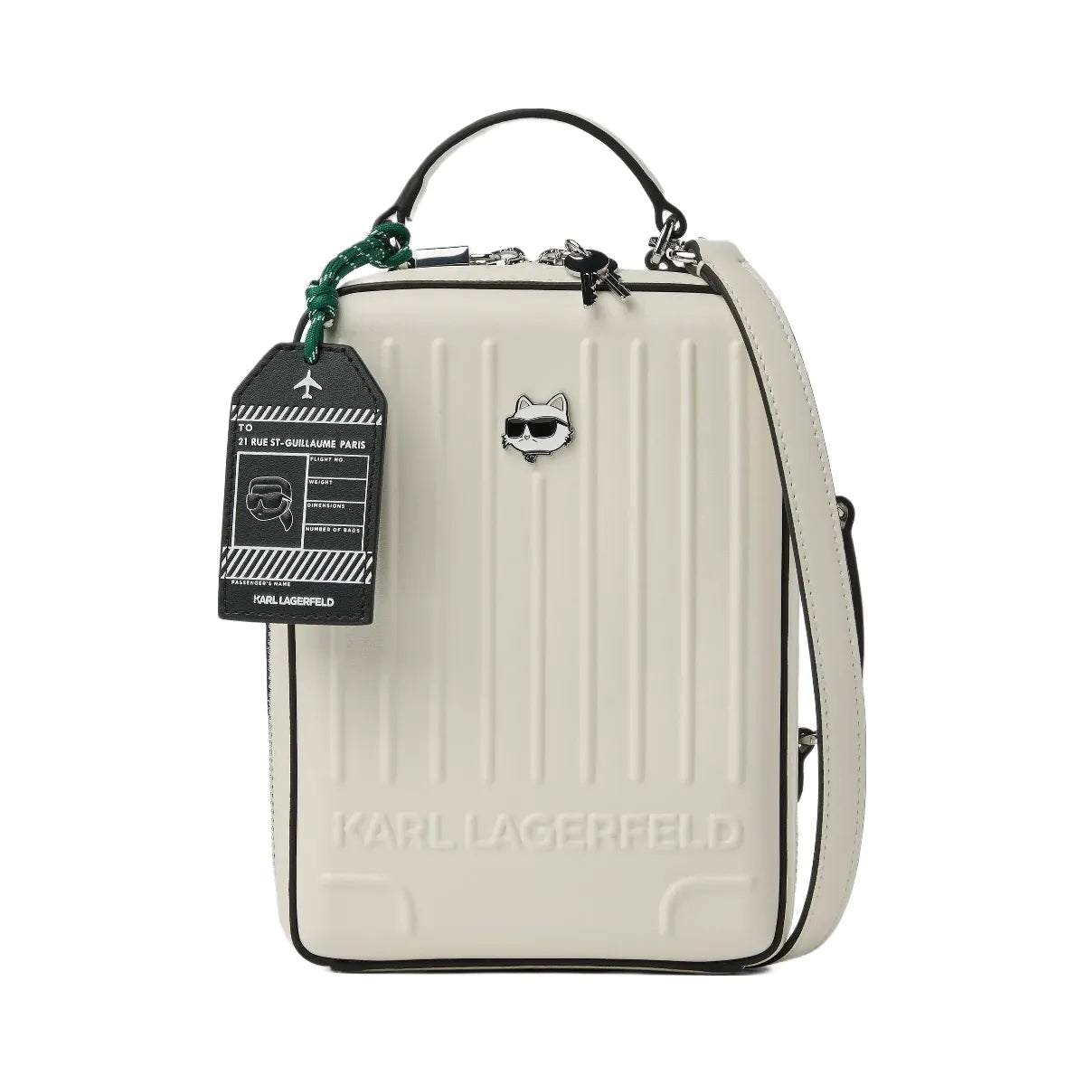 Karl Lagerfeld Ikon Choupette Crossbody Suitcase Bag Off White