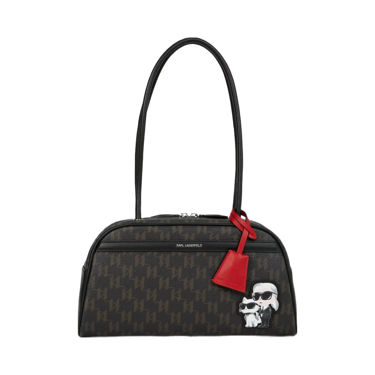 Karl Lagerfeld Ikon Monogram Bowling Bag Brown Monogram