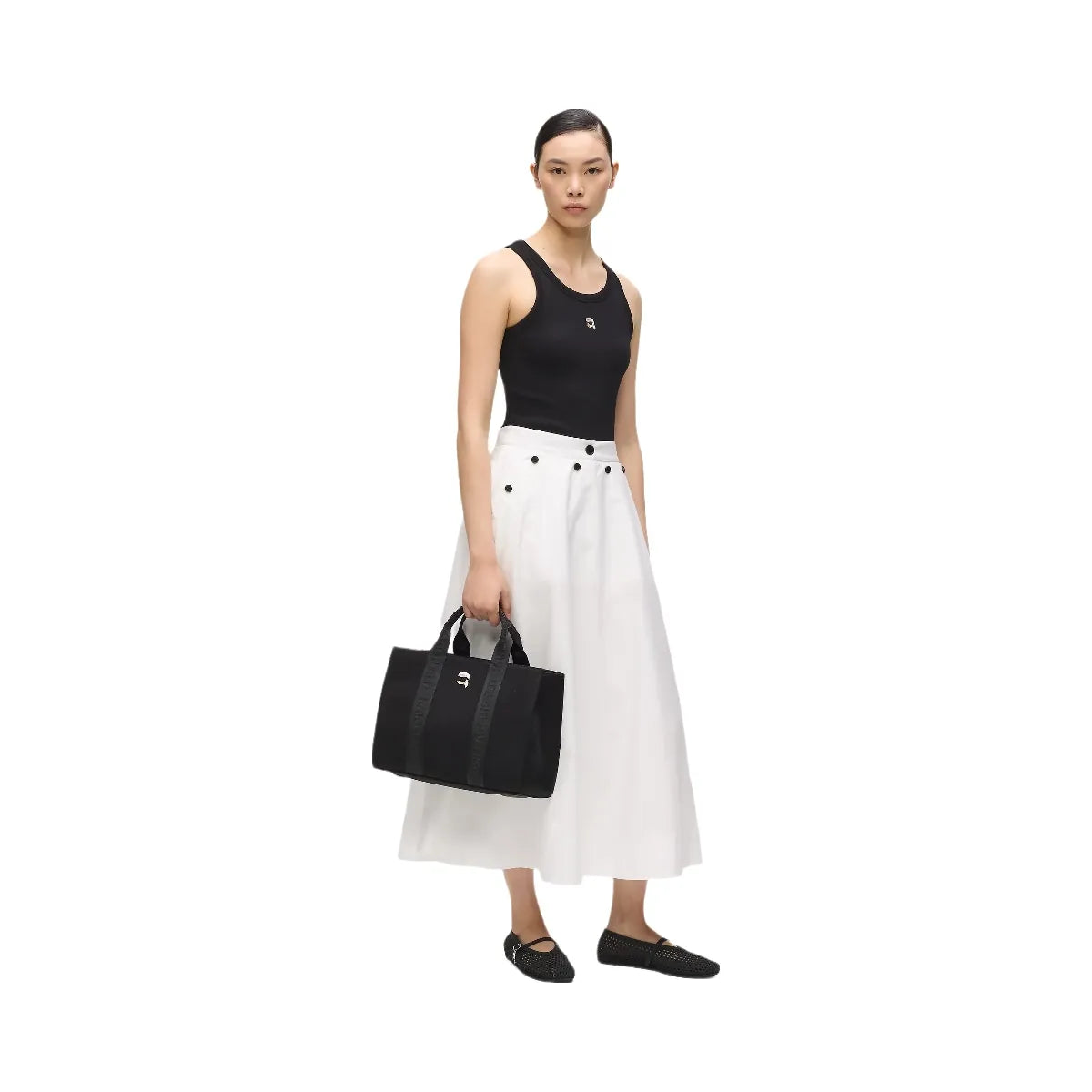 Karl Lagerfeld Ikon Pin Square Tote Bag Black