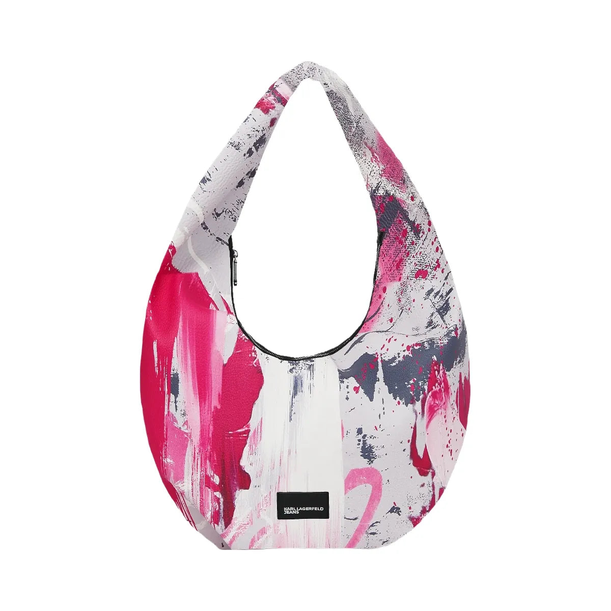 Karl Lagerfeld Large Painters Print Hobo Bag Painters Print Pink All Over Print