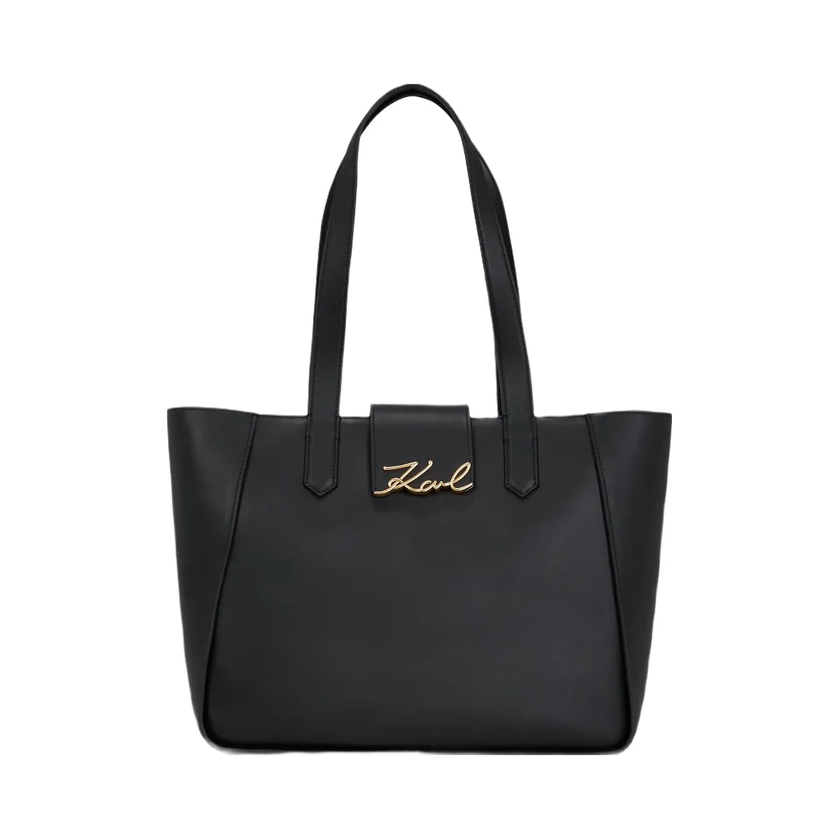 Karl Lagerfeld Signature Medium Tote Bag Black Gold