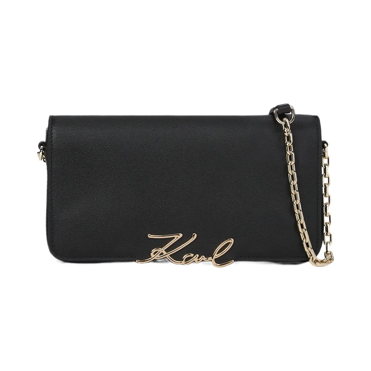 Karl Lagerfeld Signature Mini Shoulder Bag Black Gold
