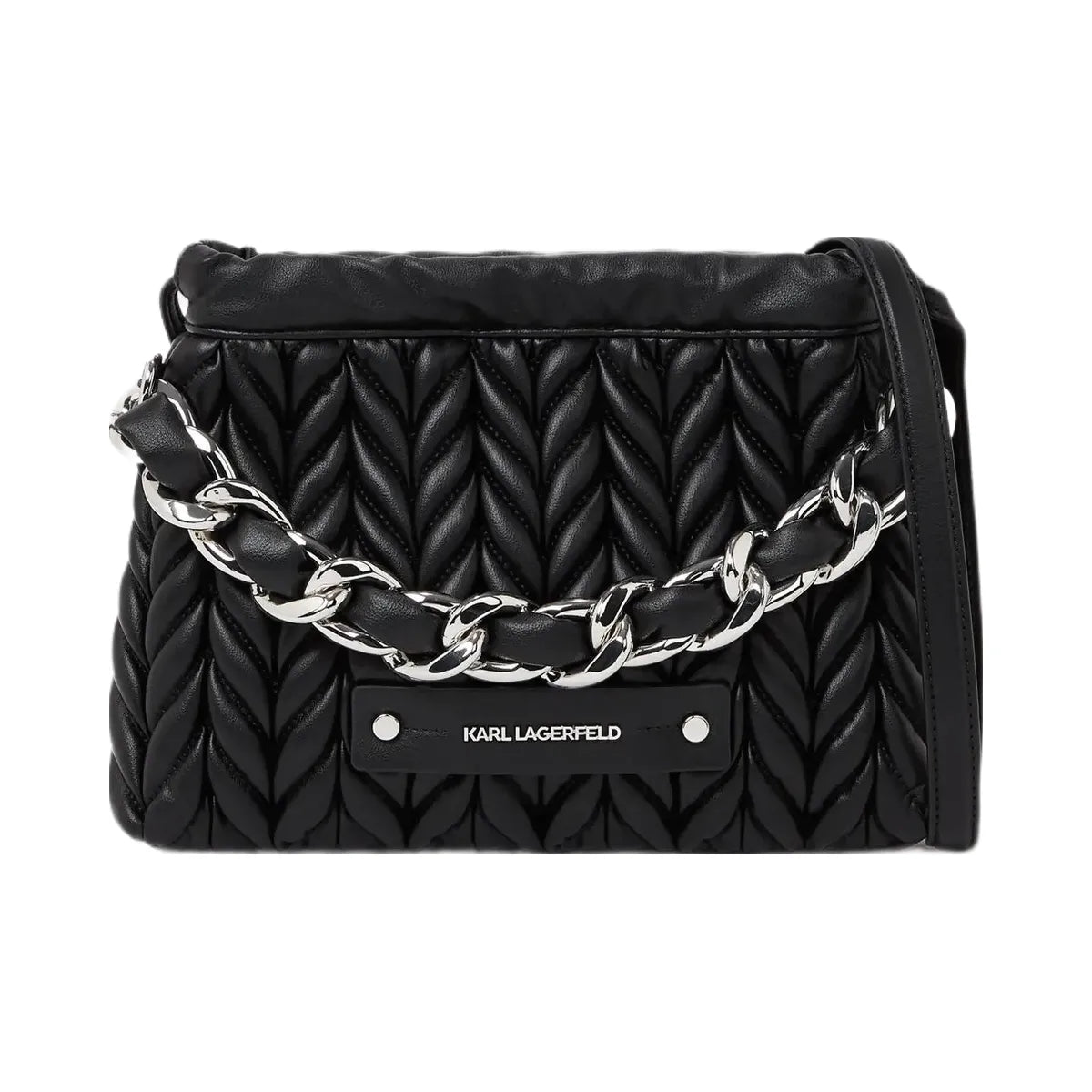 Karl Lagerfeld Weave Chain Crossbody Bag Black Nickel