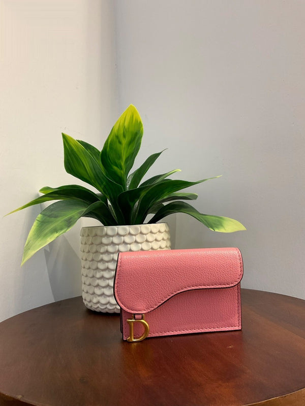 Dior Saddle Flap Cardholder Pink
