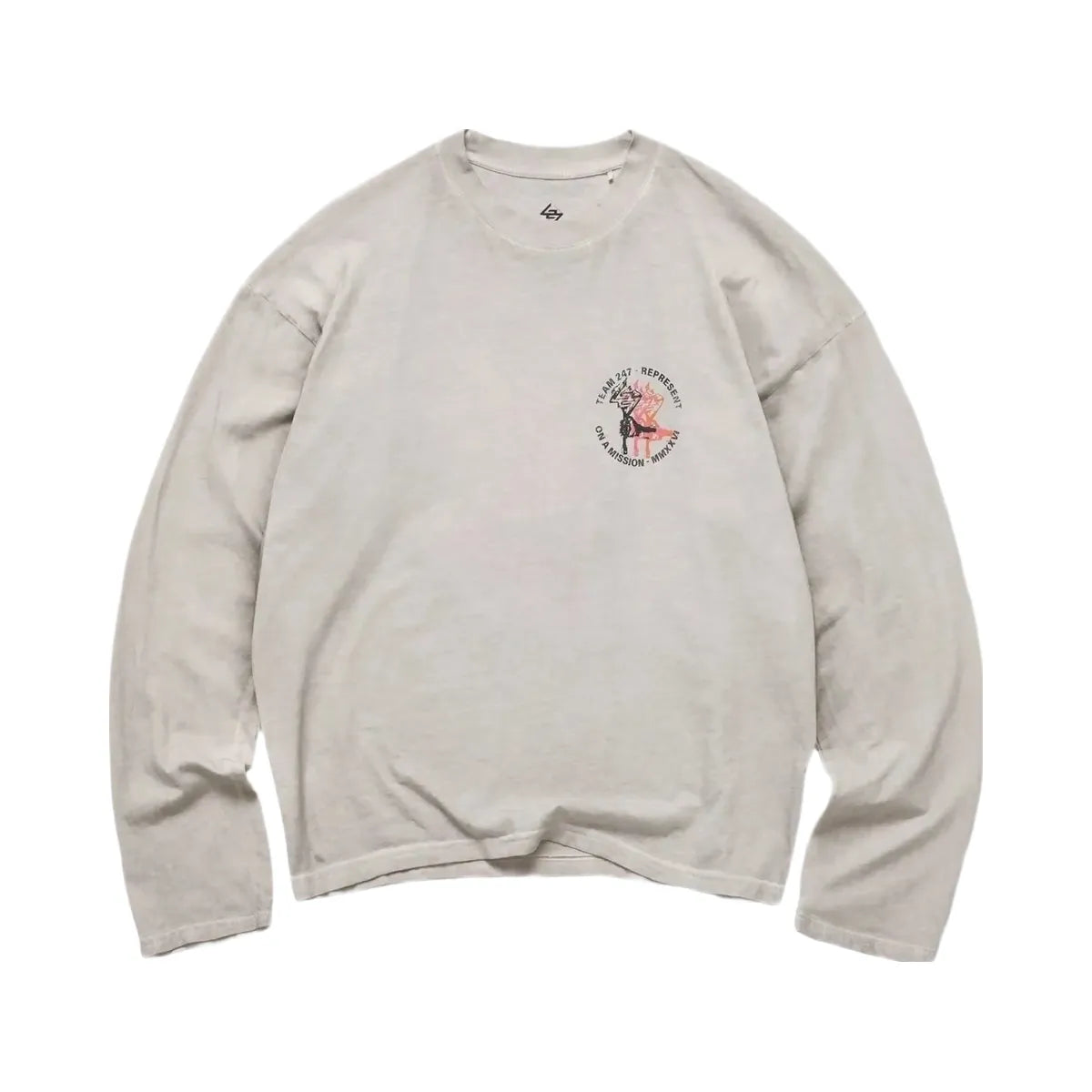 Represent 247 Torch Boxy Long Sleeve T Shirt Bleach Wash