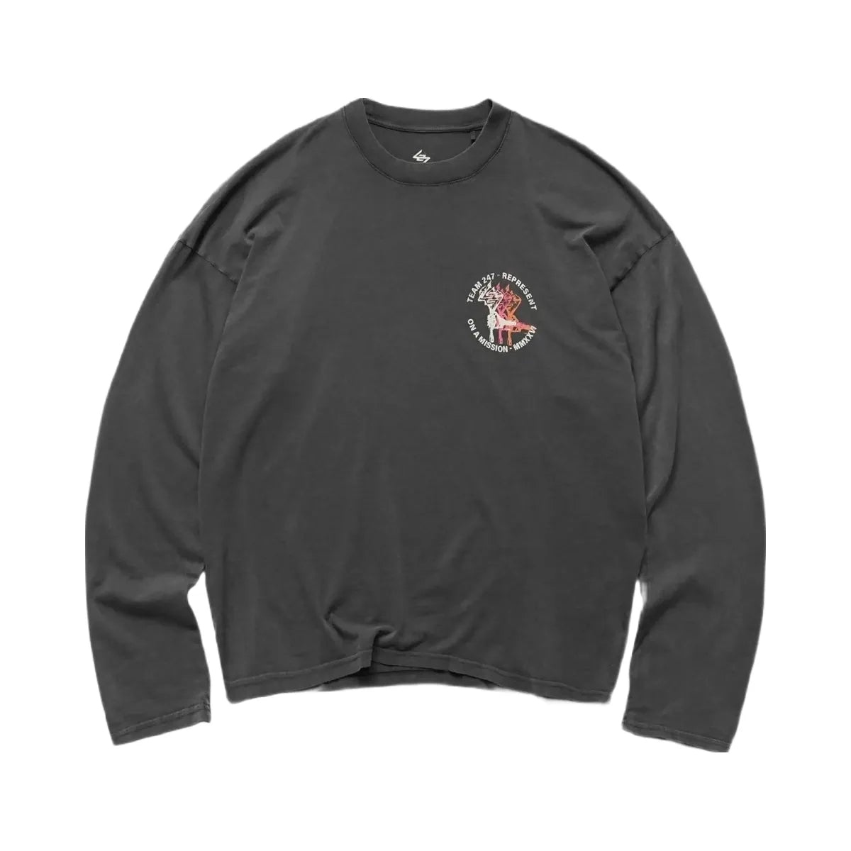 Represent 247 Torch Boxy Long Sleeve T Shirt Washed Black