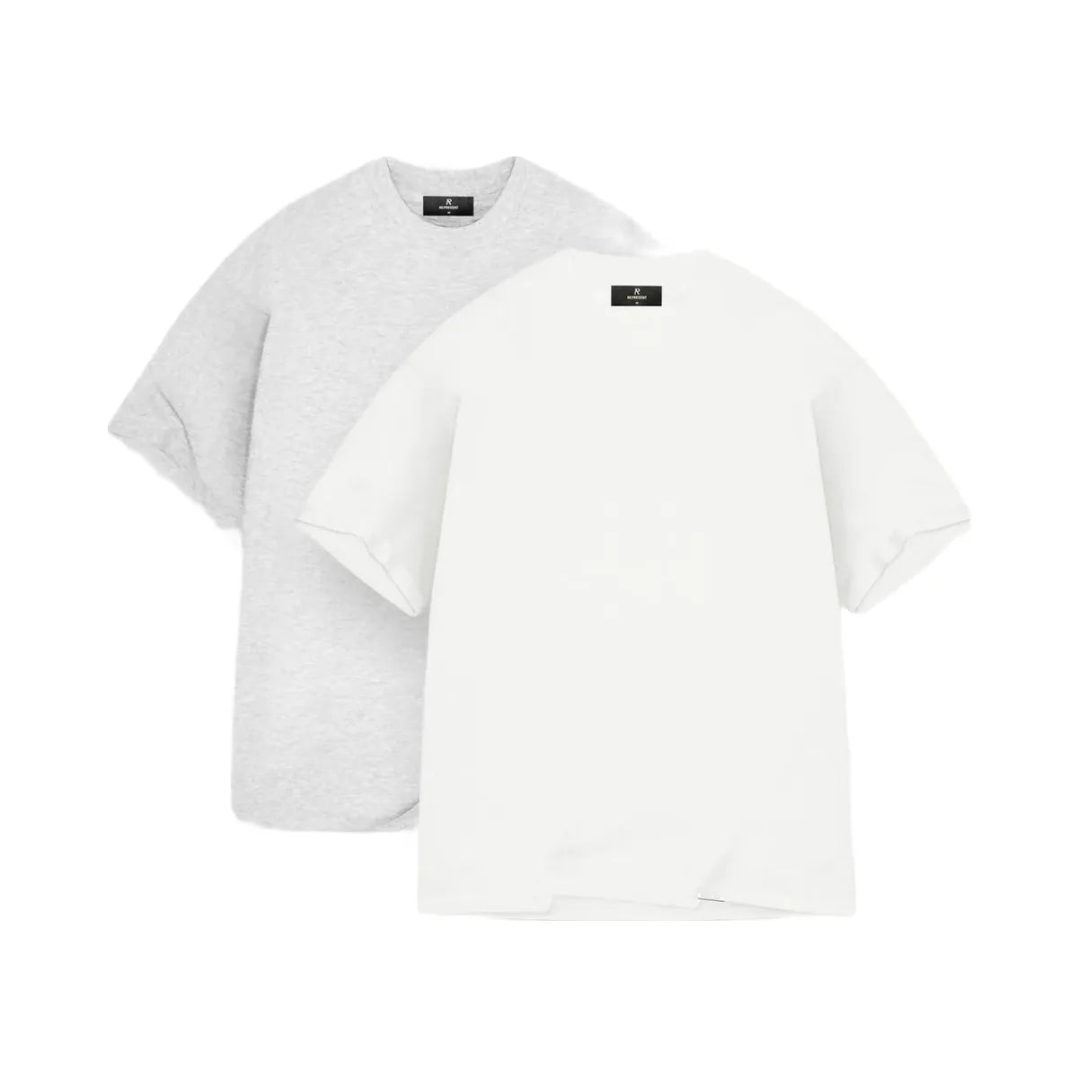 Represent 2 X Initial Oversized T Shirt Flat White Ice Grey Marl