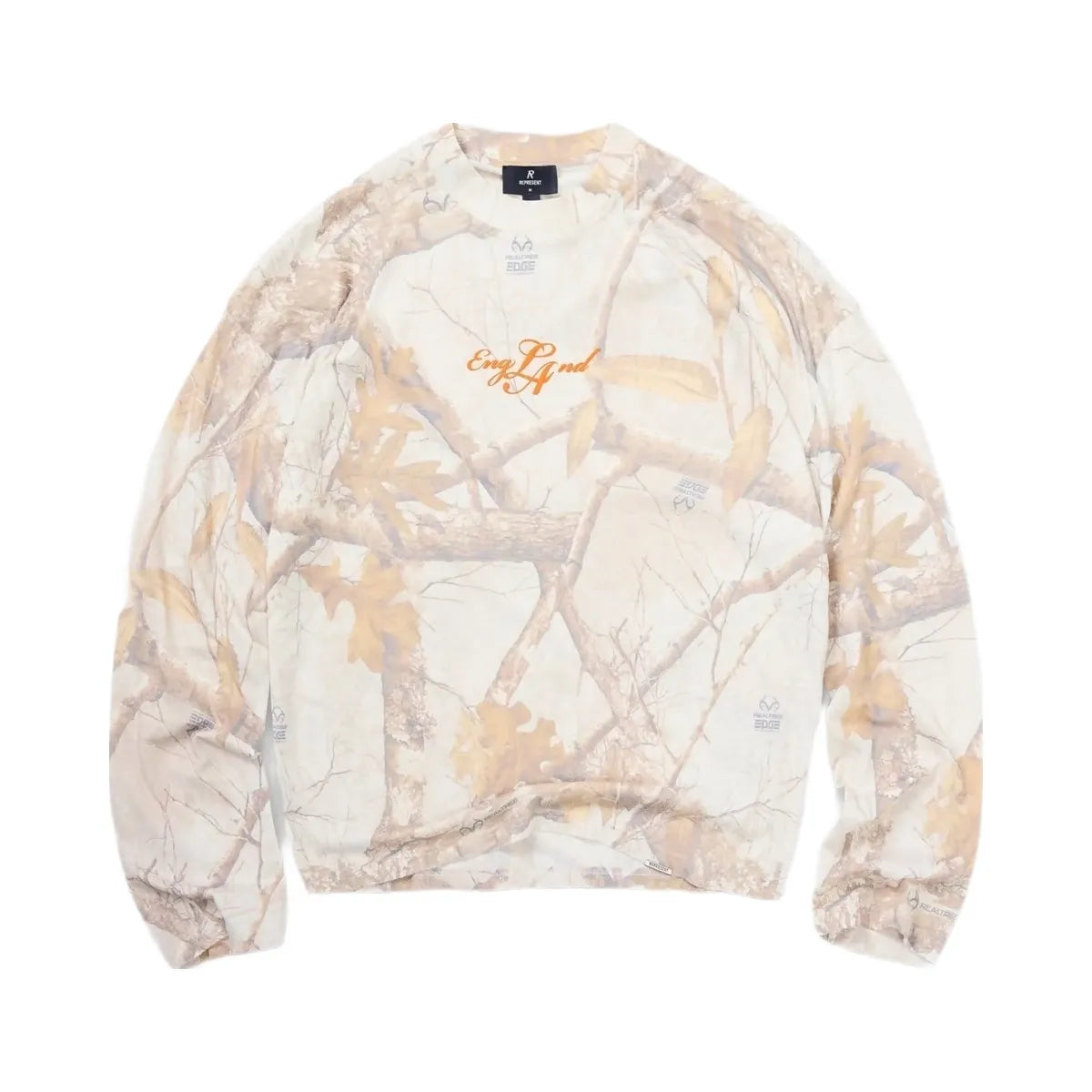 Represent England Long Sleeve T Shirt Washed White Real Tree Camo