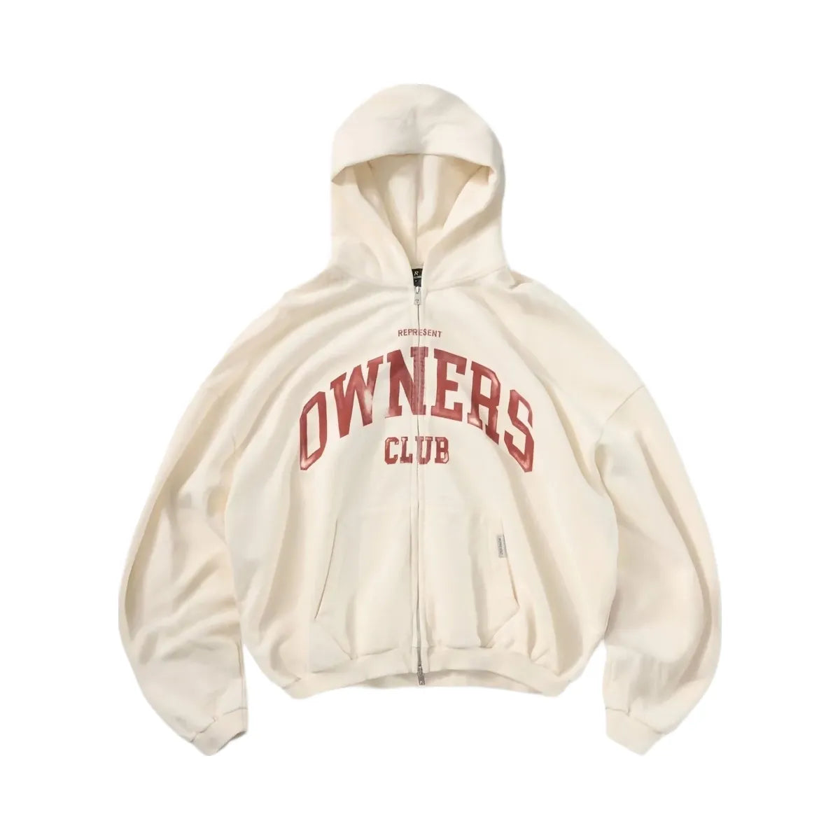 Represent Fw25 Represent Owners Club Zip Through Hoodie Buttercream