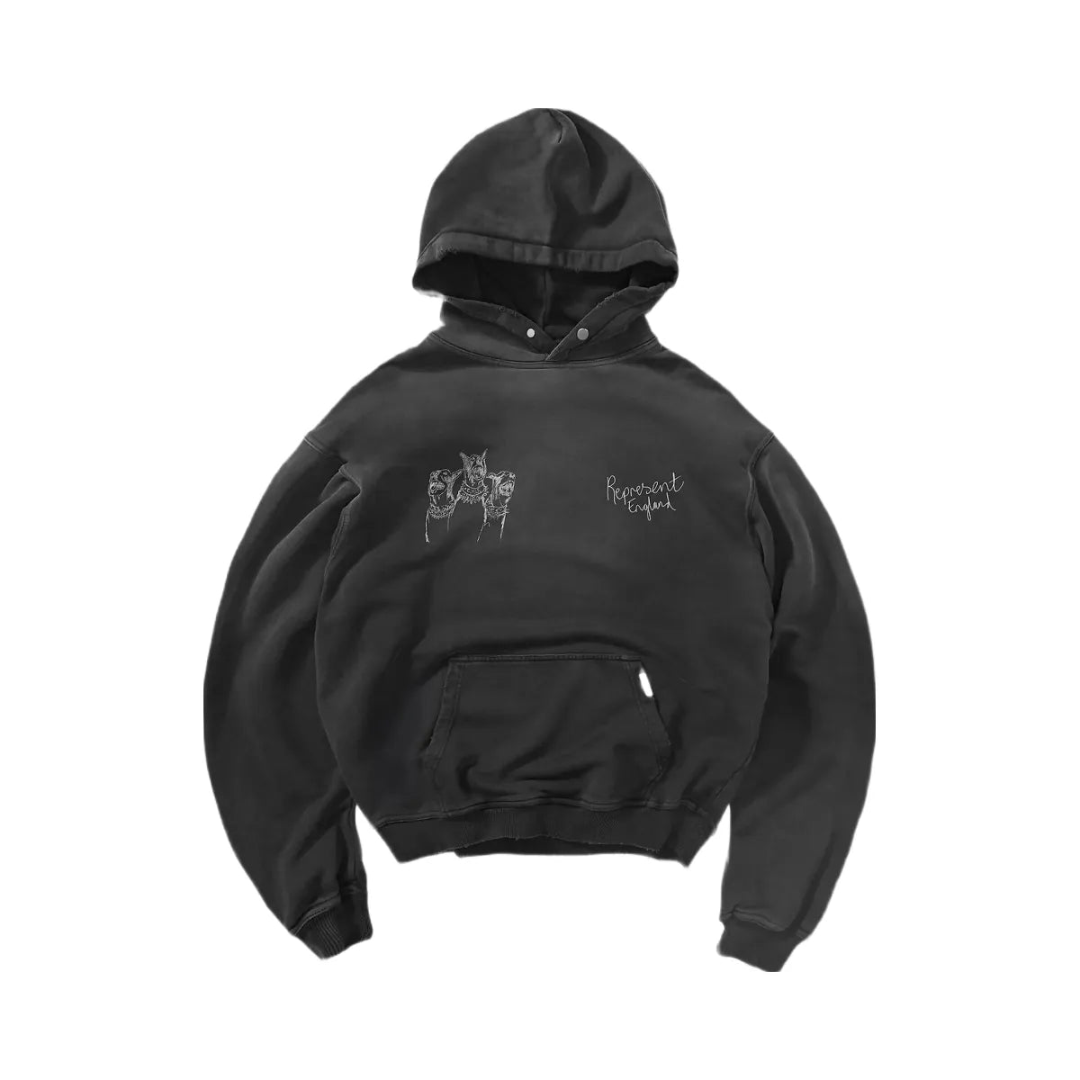 Represent Hand Drawn Thoroughbred Hoodie Aged Black