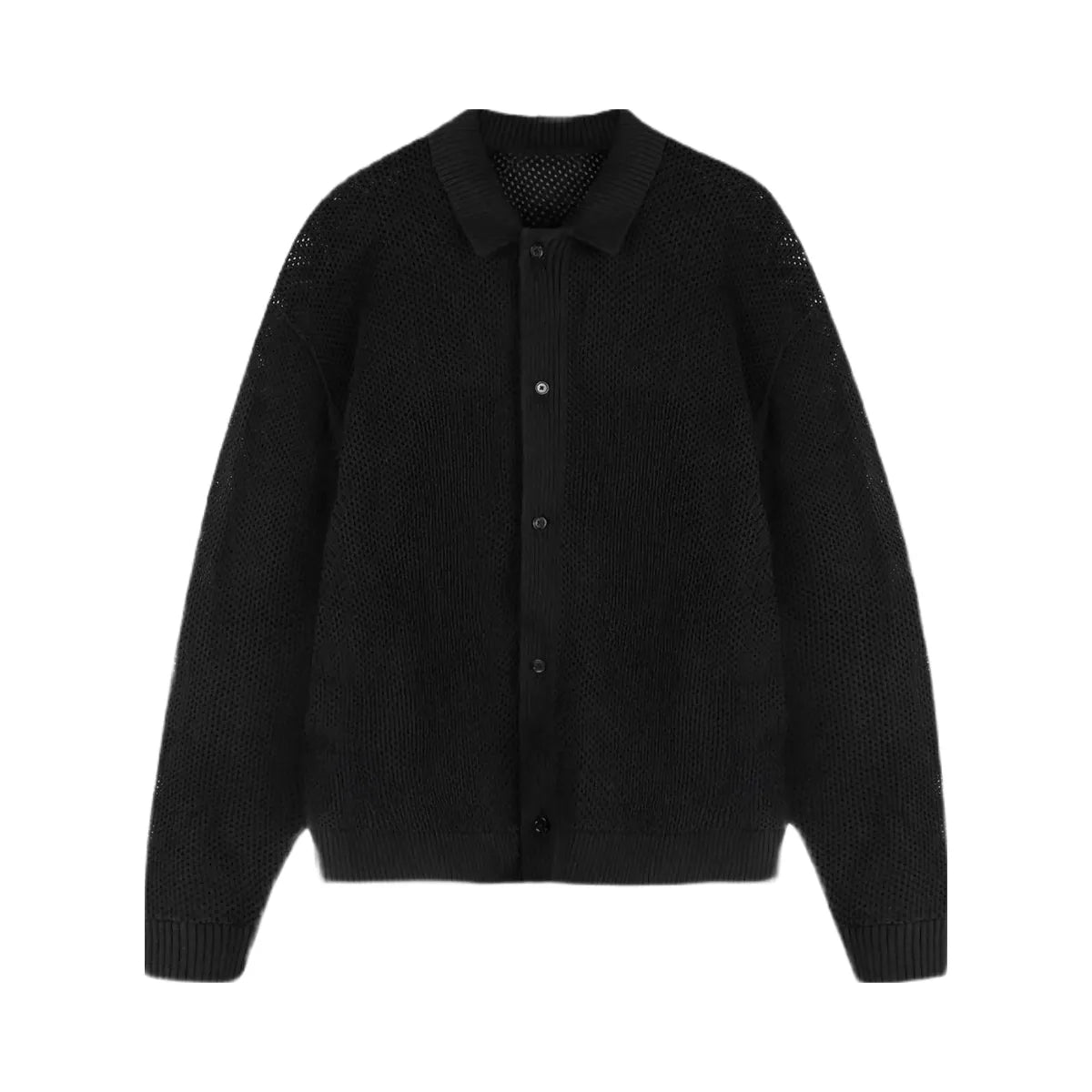 Represent Long Sleeve Mesh Knit Shirt Jet Black