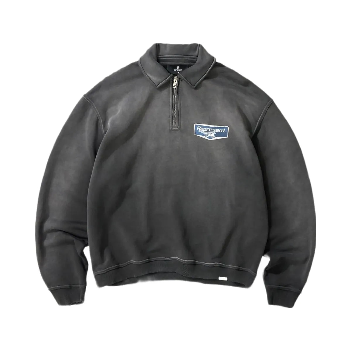 Represent Nothing Faster Quarter Zip Sweatshirt Stained Black