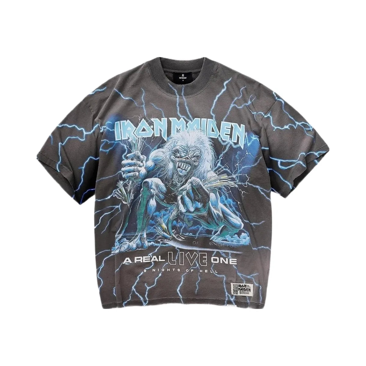 Represent X Iron Maiden A Real Live One T Shirt Stained Brown