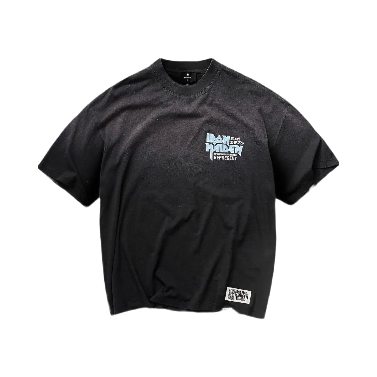Represent X Iron Maiden Anniversary T Shirt Stained Black