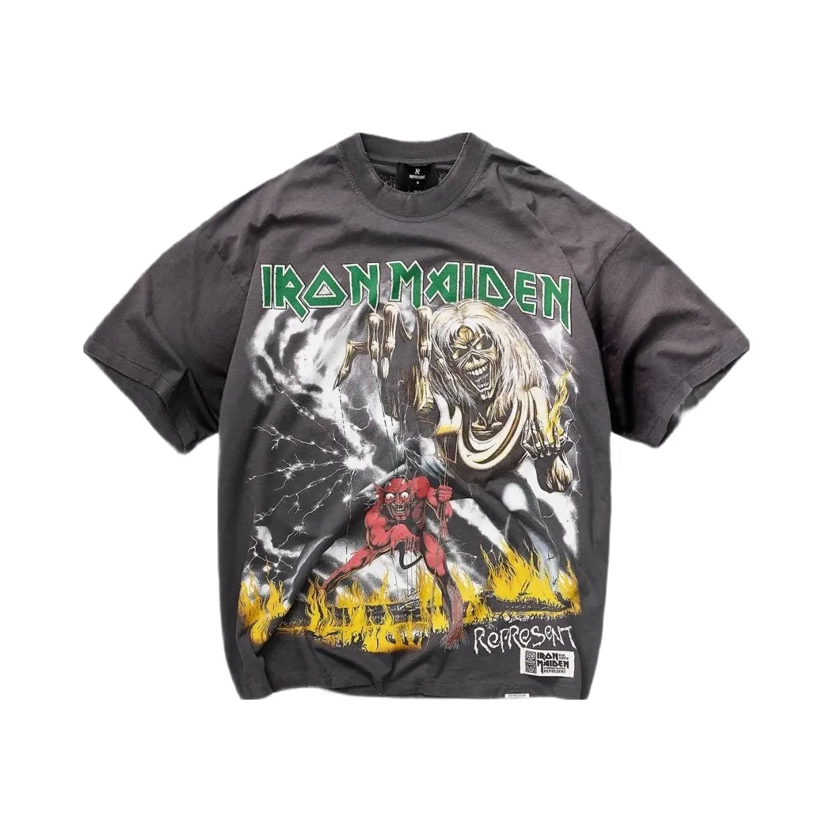 Represent X Iron Maiden Number Of Beast T Shirt Sunfade Grey