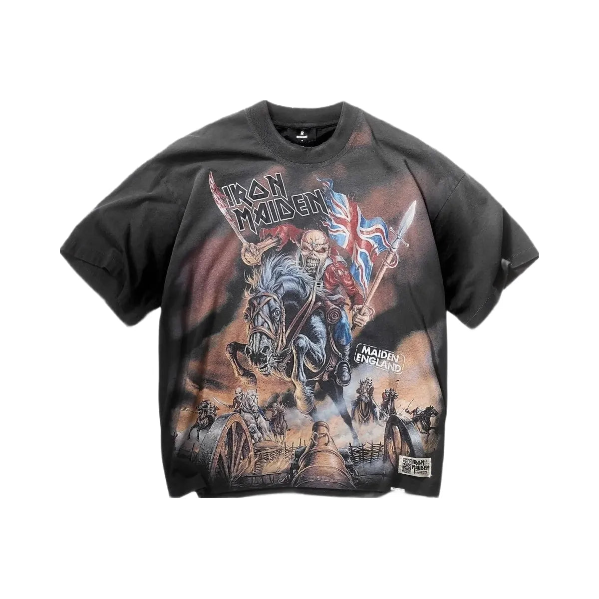Represent X Iron Maiden Steed T Shirt Stained Black