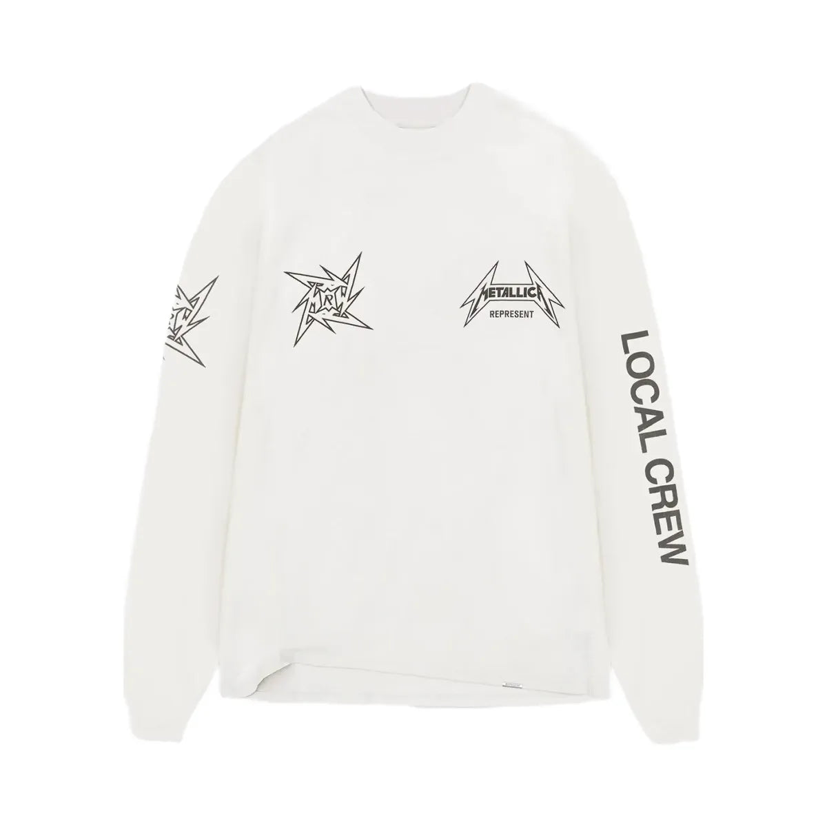 Represent X Metallica Local Crew Long Sleeve T Shirt Flat White