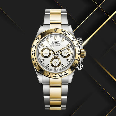SEIKO MOD DAYTONA Silver Gold White
