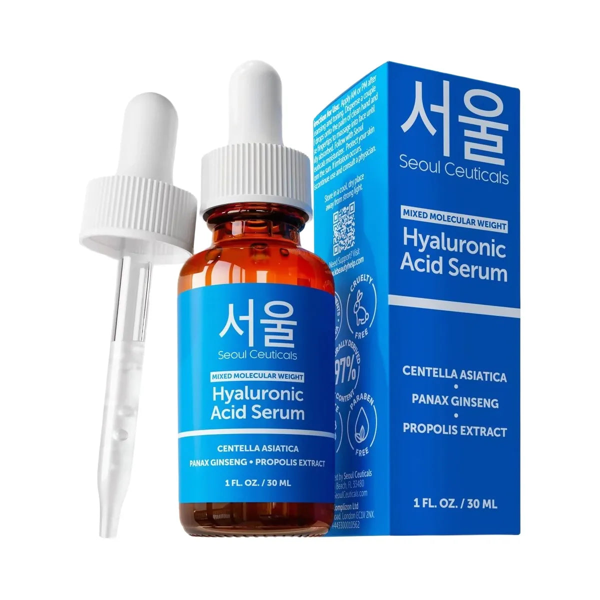 Seoul Ceuticals Korean Skin Care Mixed Molecular Weight Hyaluronic Acid Serum