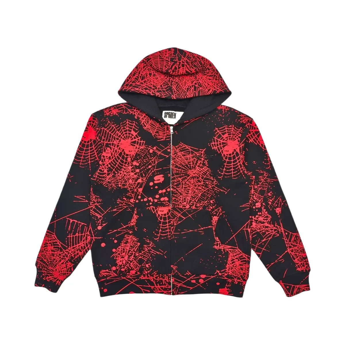 SP5DER Aop Web V2 Zip Up Hoodie Black