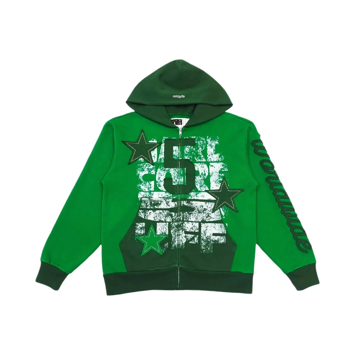 SP5DER Triple 5 Stitch Zip Up Hoodie Green