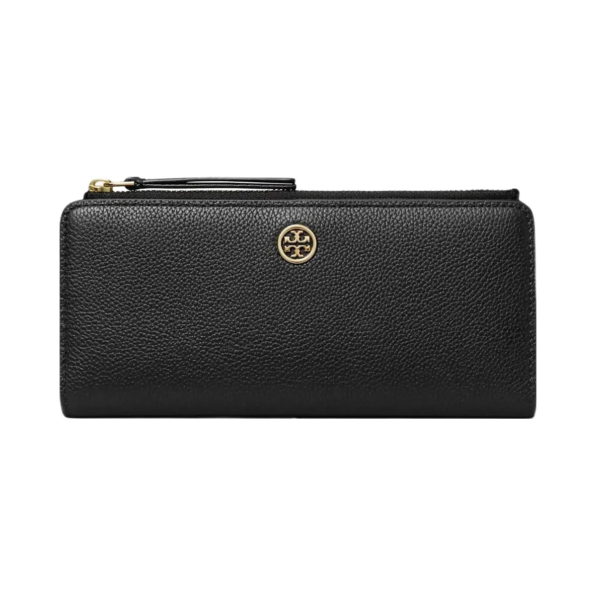 Tory Burch Robinson Pebbled Zip Slim Wallet Black