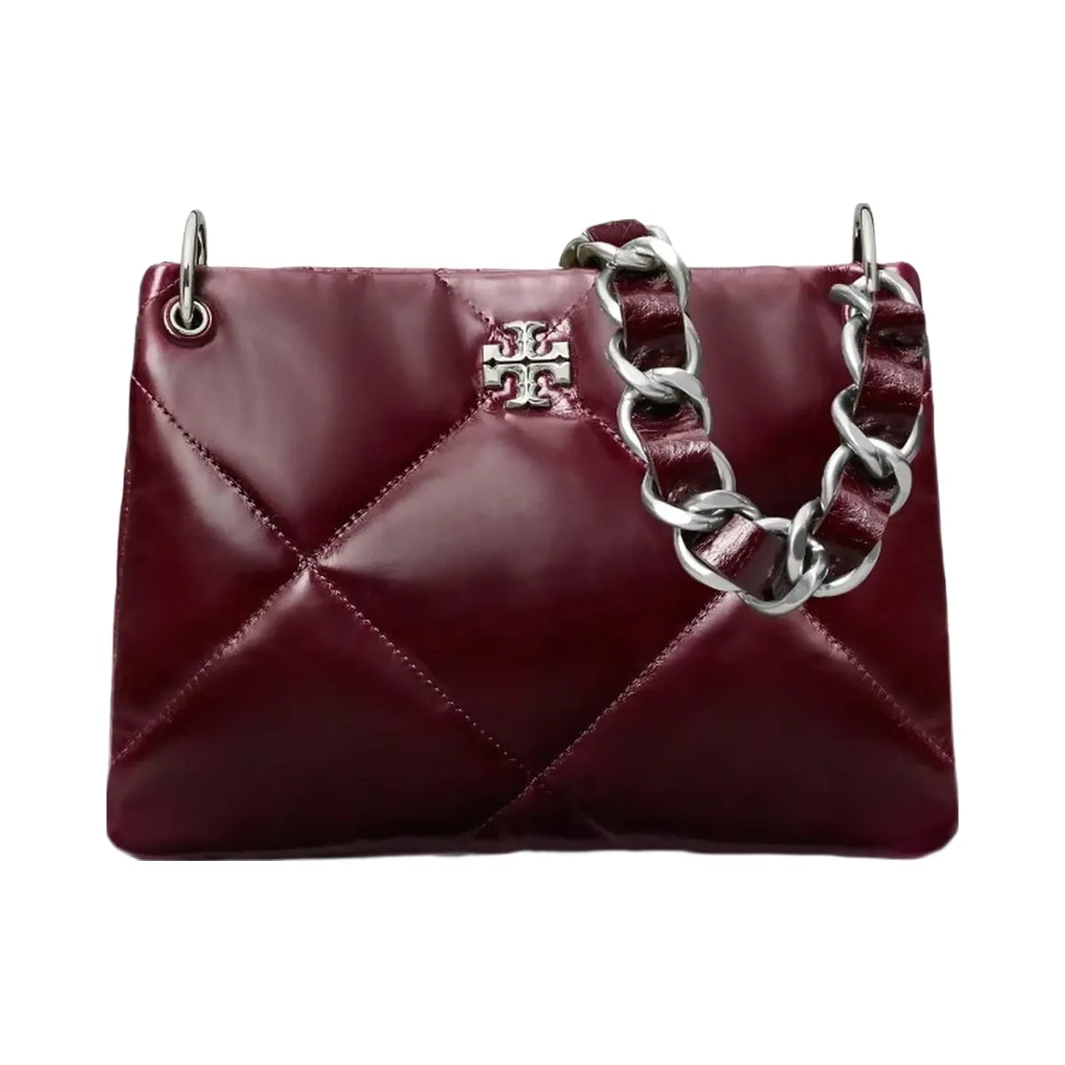 Tory Burch Small Kira Diamond Quilt Distressed Shoulder Bag Dark Carmine