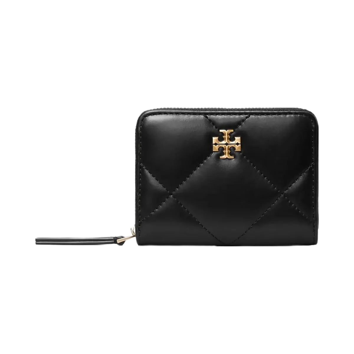 Tory Burch Small Kira Diamond Quilt Zip-Around Wallet Black