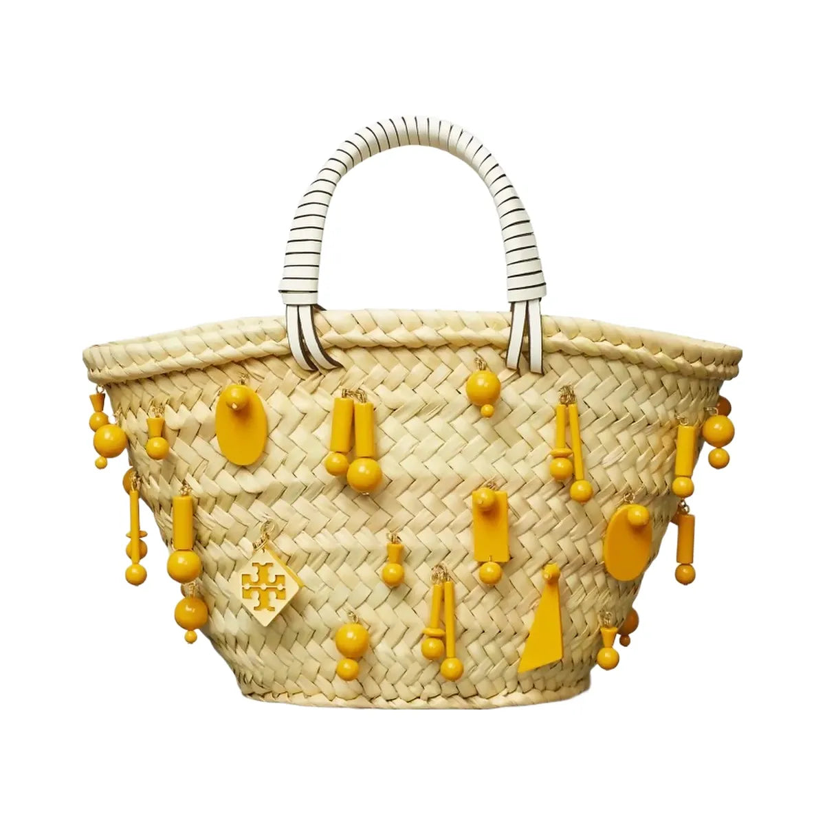 Tory Burch Small Raffia Embroidered Tote Cassia