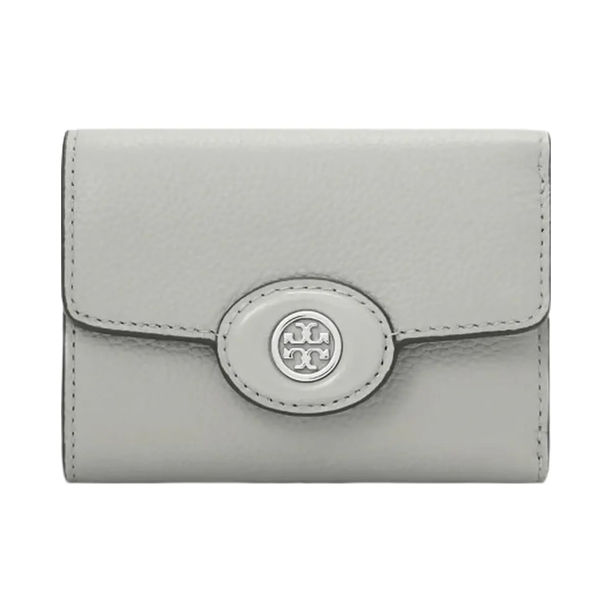 Tory Burch Small Robinson Pebbled Wallet Light Granite