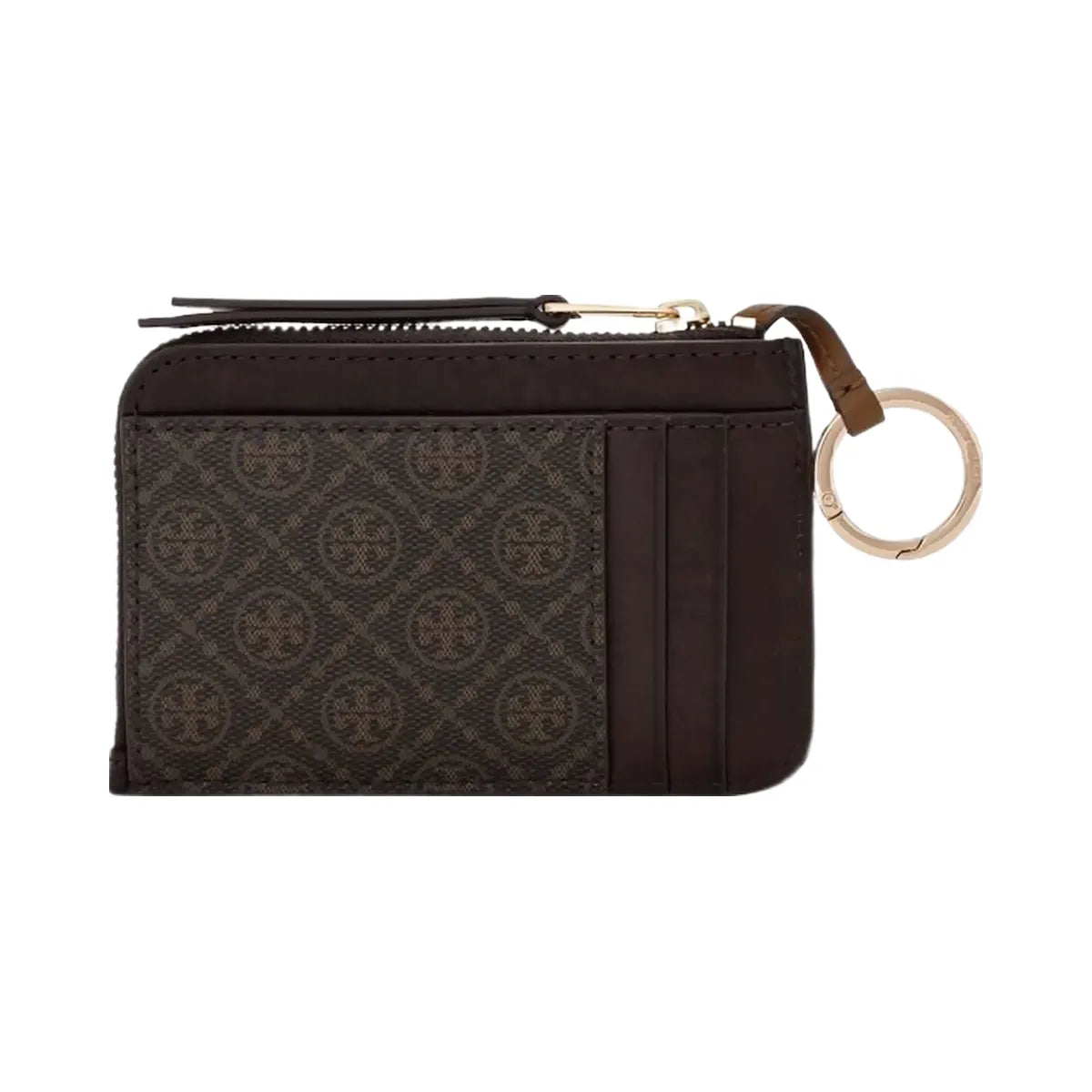 Tory Burch T Monogram Coated Canvas Envelope Zip Card Case French Press