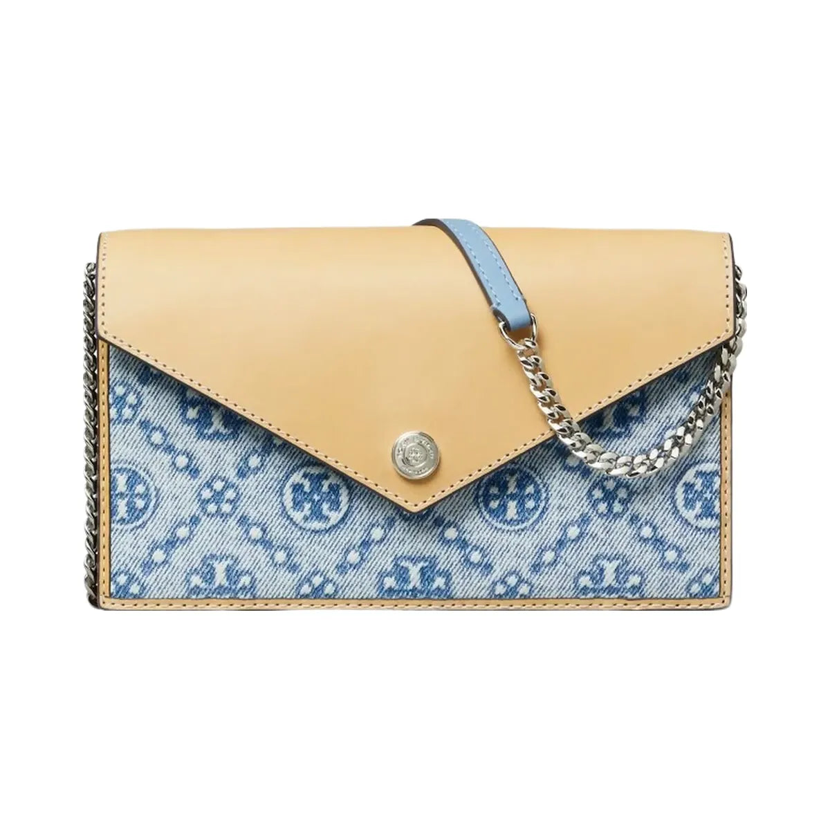 Tory Burch T Monogram Denim Envelope Crossbody Seltzer