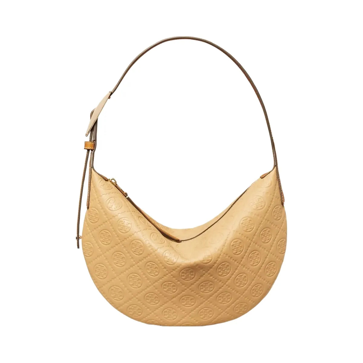 Tory Burch T Monogram Pebbled Small Balloon Bag Biscotti
